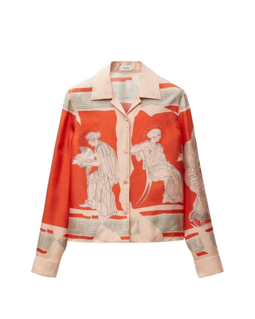 Versace Red Greca-Print Graphic-Print Shirt