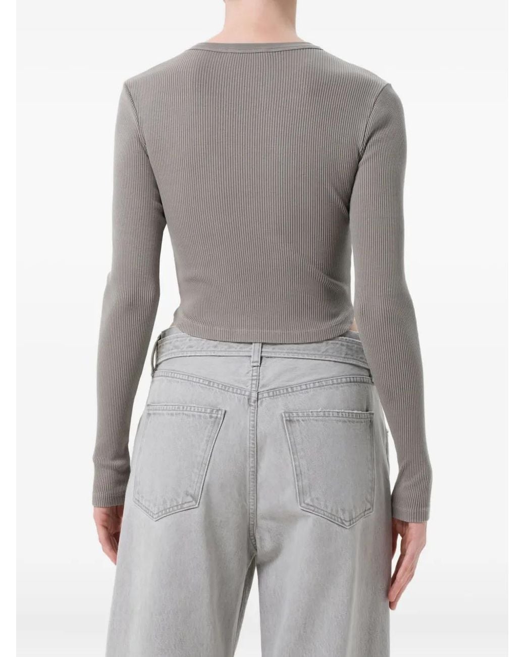 Agolde Gray Neema Ribbed T-Shirt