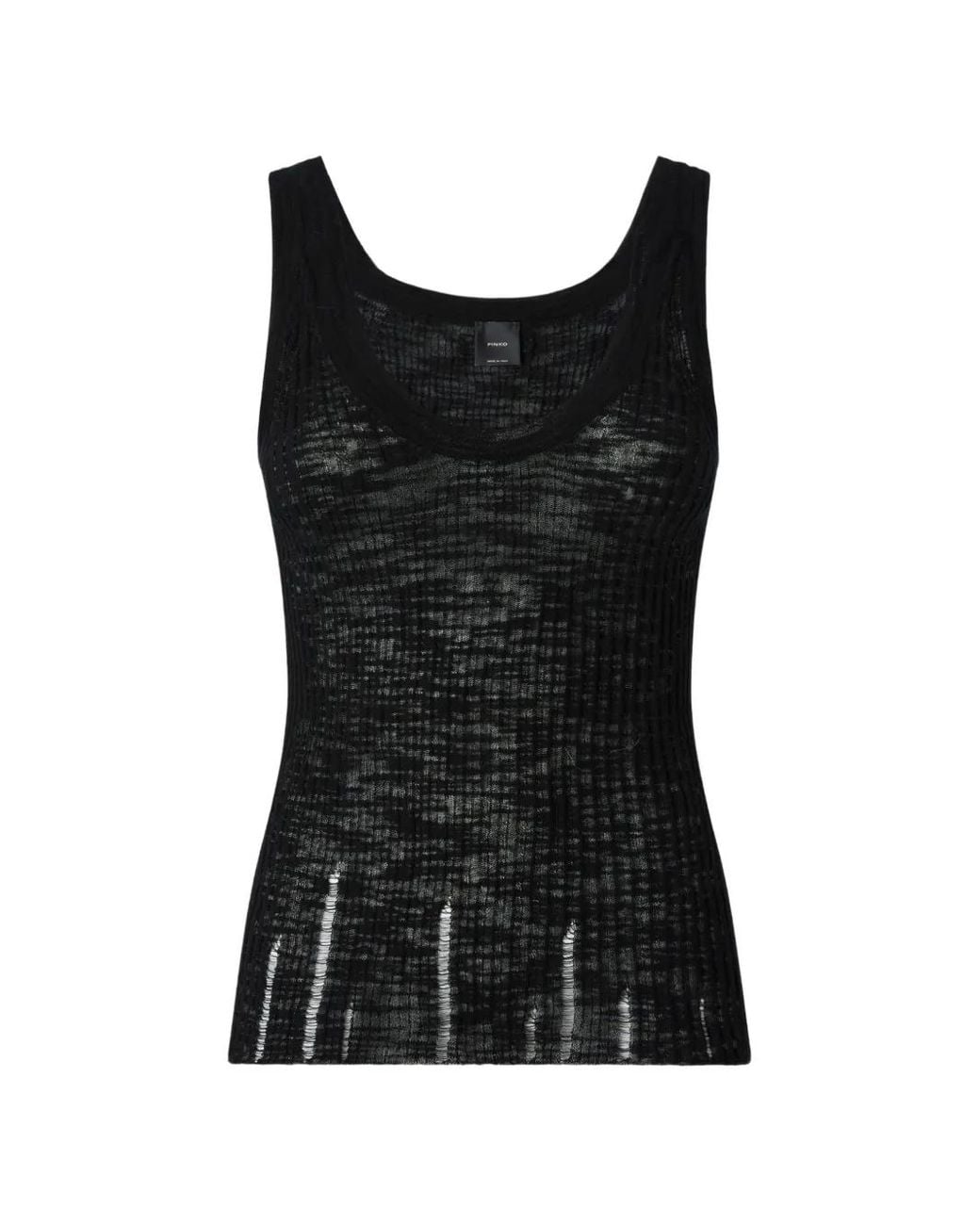 Pinko Black Ribbed Vest Top With Logo