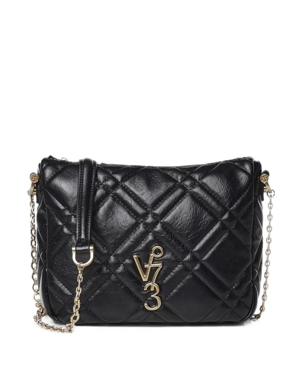 V73 Black Diaspro Quilted Logo-Plaque Shoulder Bag