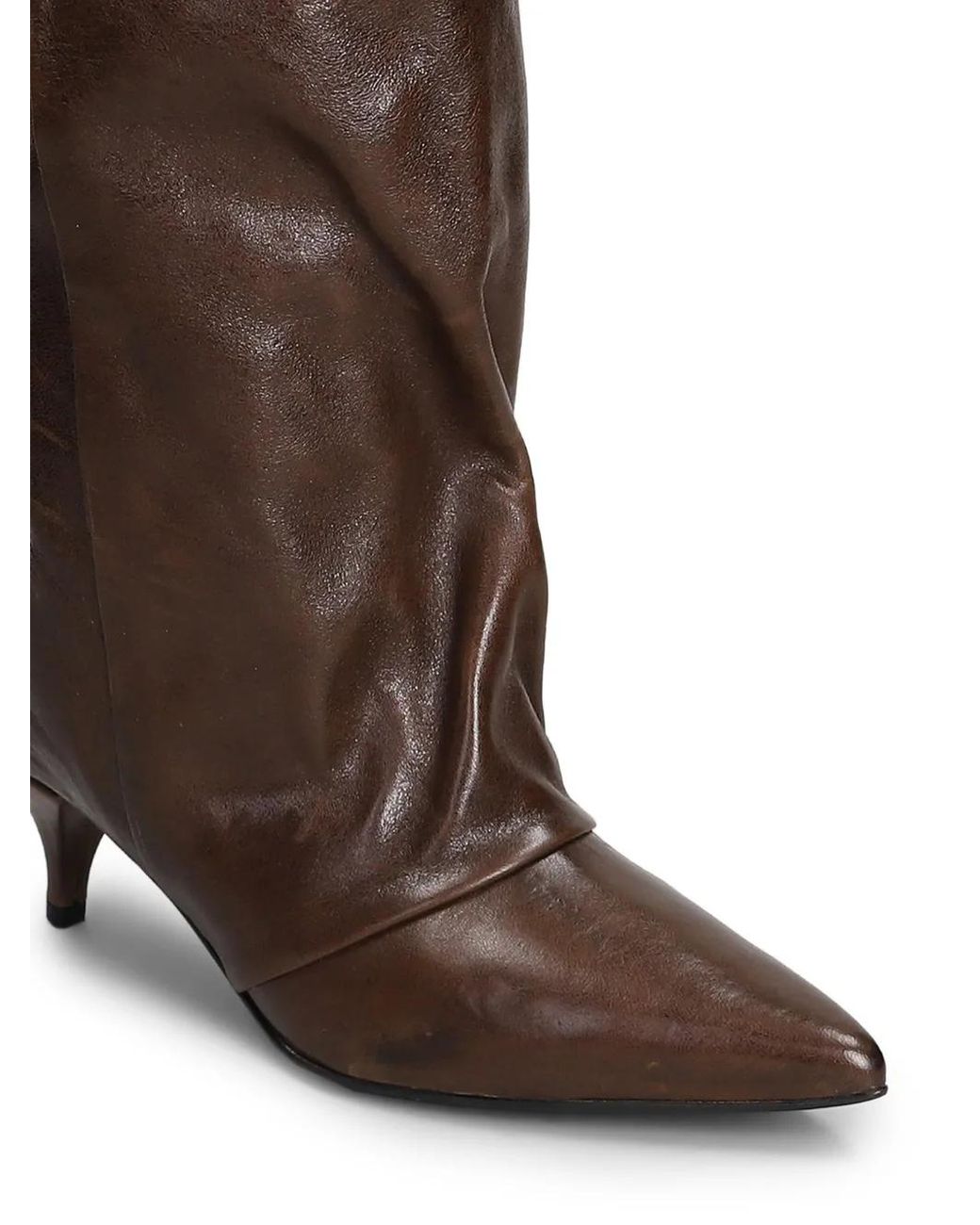 Alchimia Brown Pointed-Toe Ruched Boots
