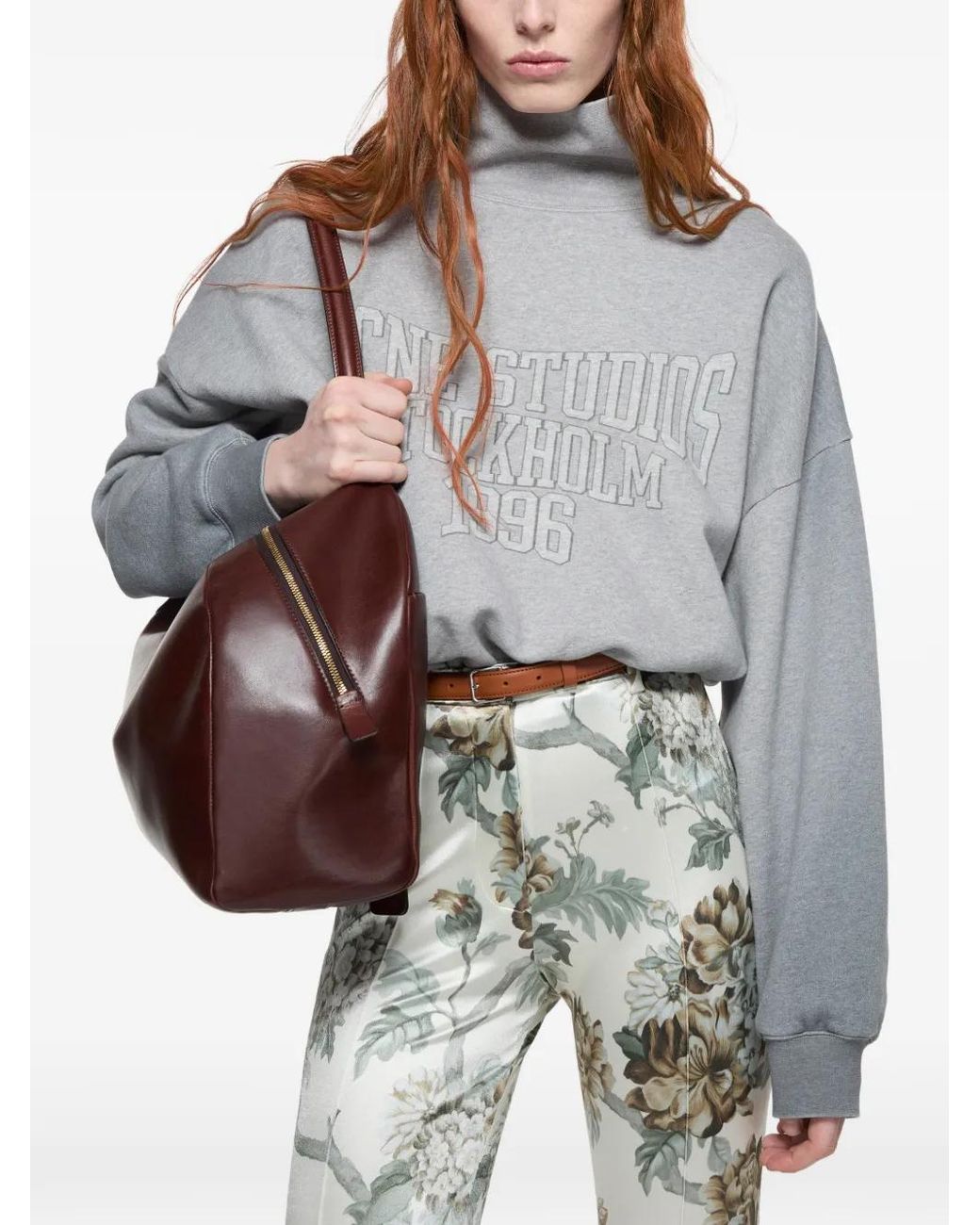 Acne Gray Fleece Sweatshirt With Logo