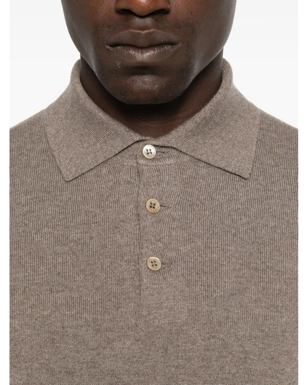 Brunello Cucinelli Brown Polo-Neck Cashmere Sweater for men