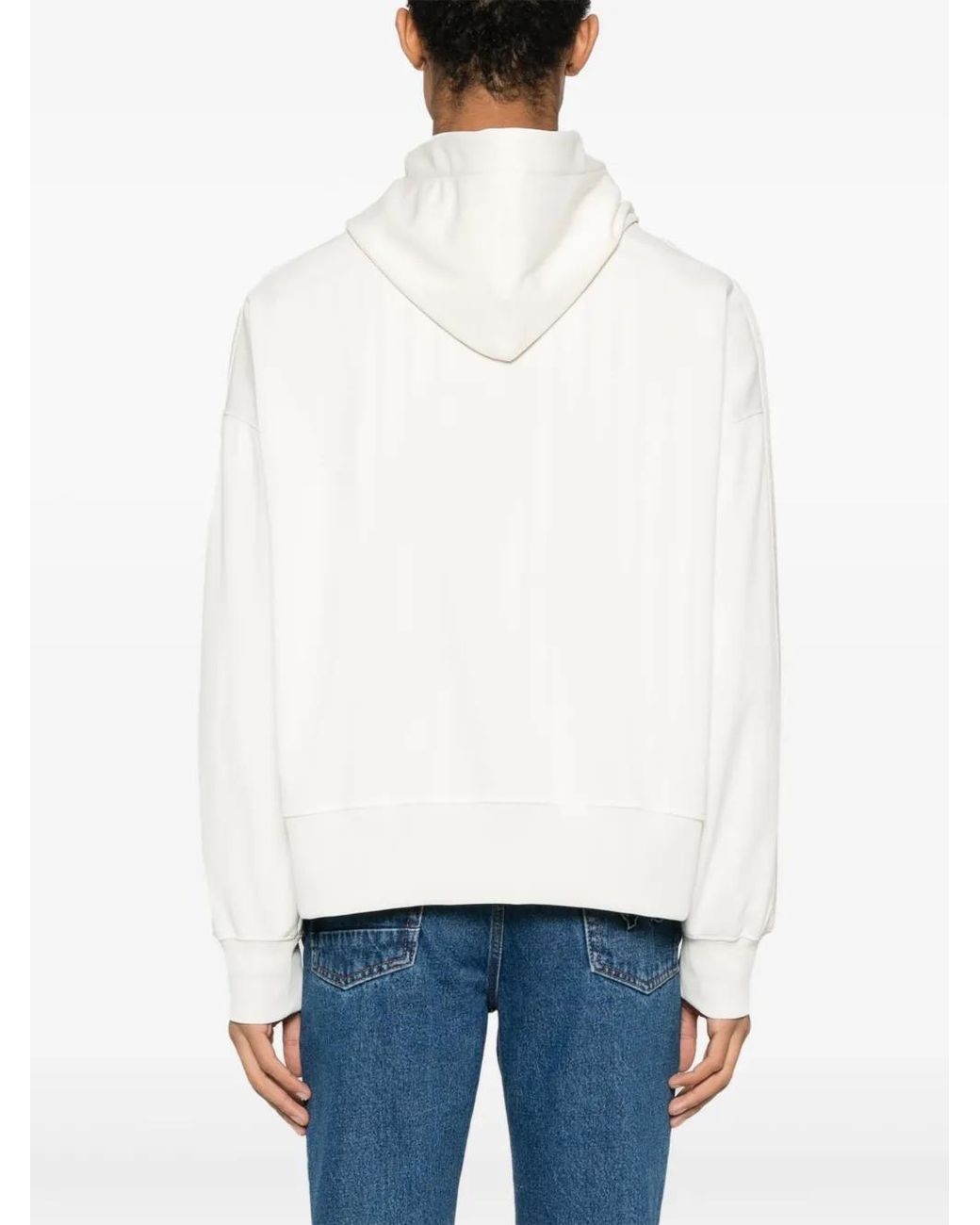 Palm Angels White Monogram-Embroidered Track Hoodie for men