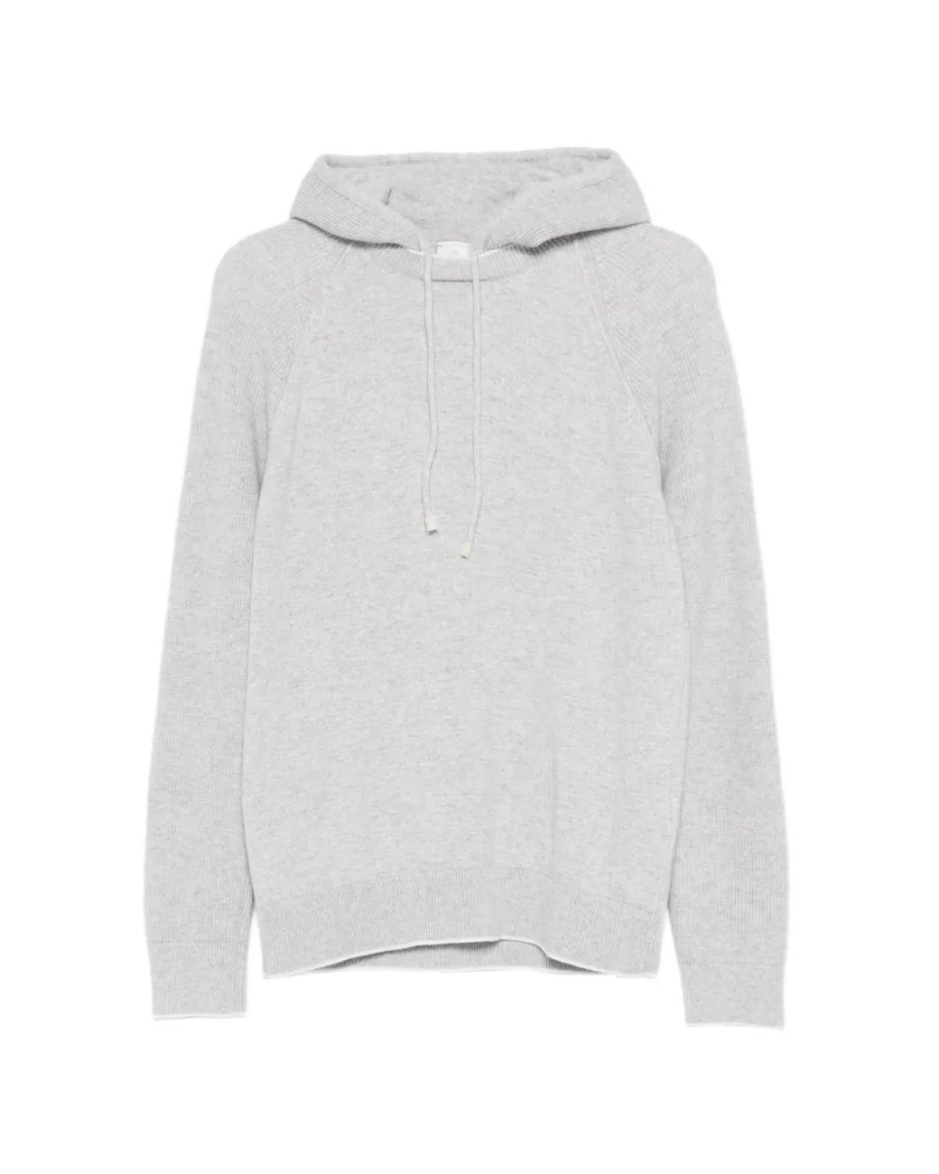 Eleventy White Ribbed Hoodie for men
