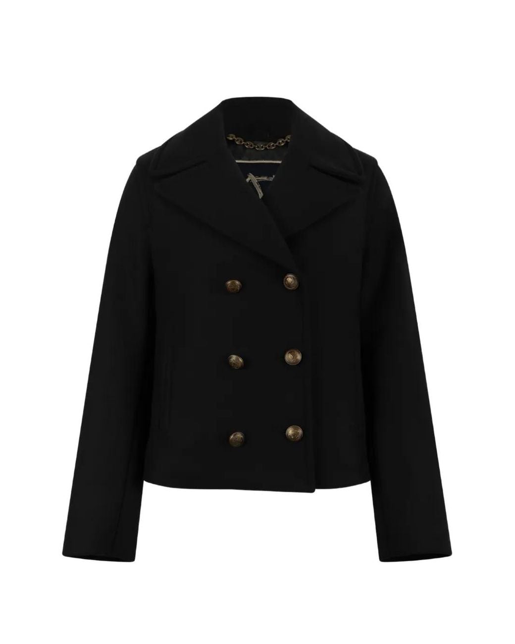 Sealup Black Double-Breasted Peacoat Jacket