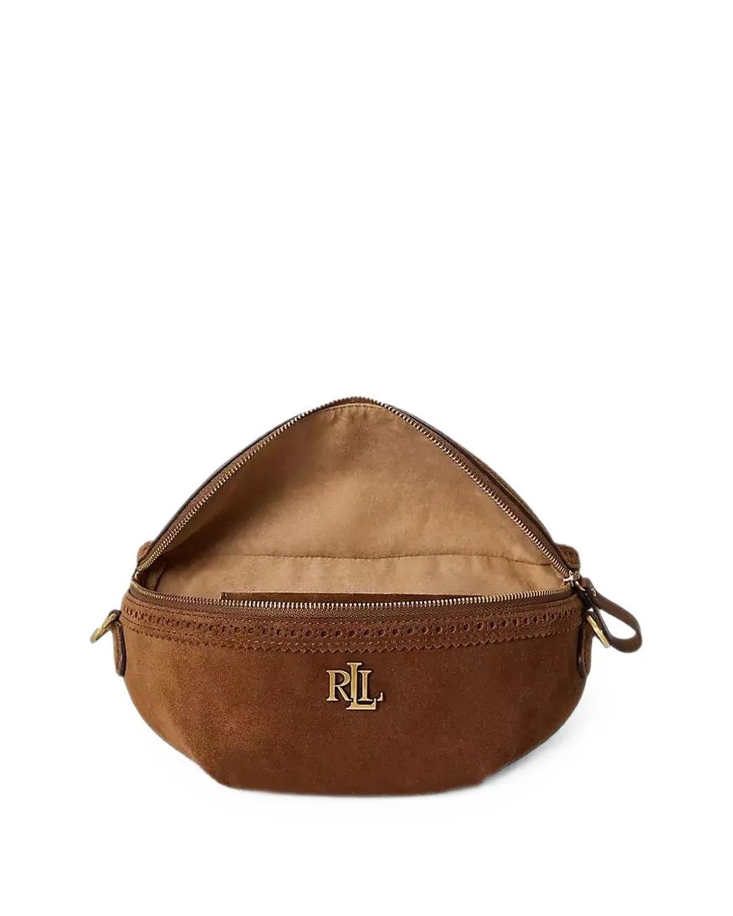 Ralph Lauren Brown Perforated Suede Belt Bag