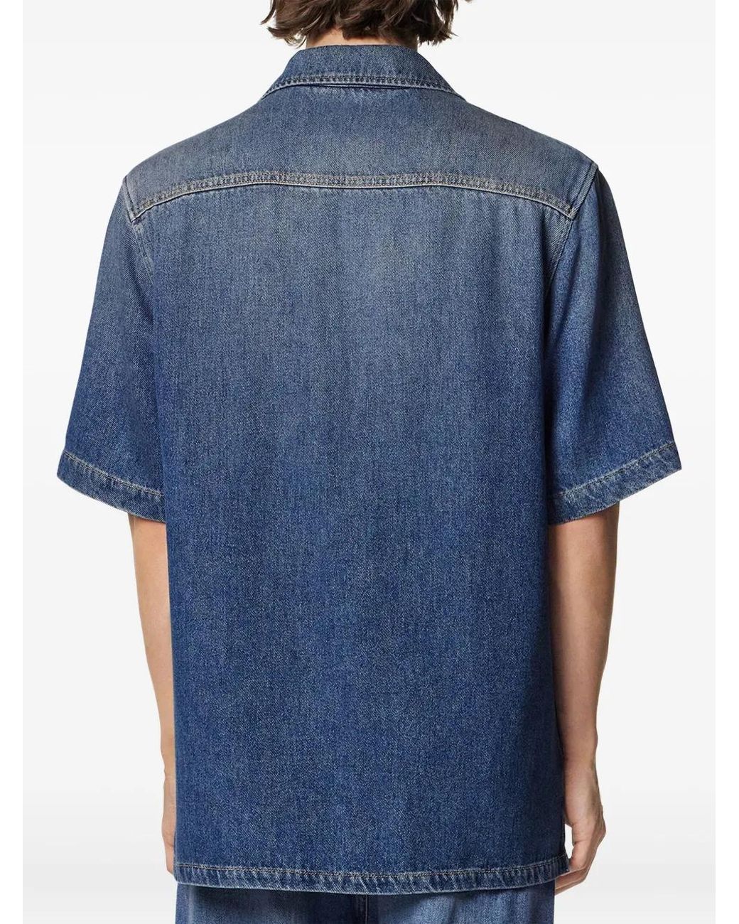 Versace Blue Medusa Biggie Denim Shirt for men