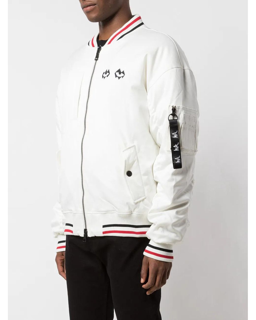 Haculla White Embroidered Bomber Jacket for men