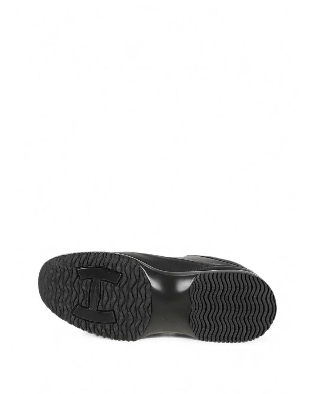 Hogan Black Interactive Streamlined Calf Leather Panel Sneakers
