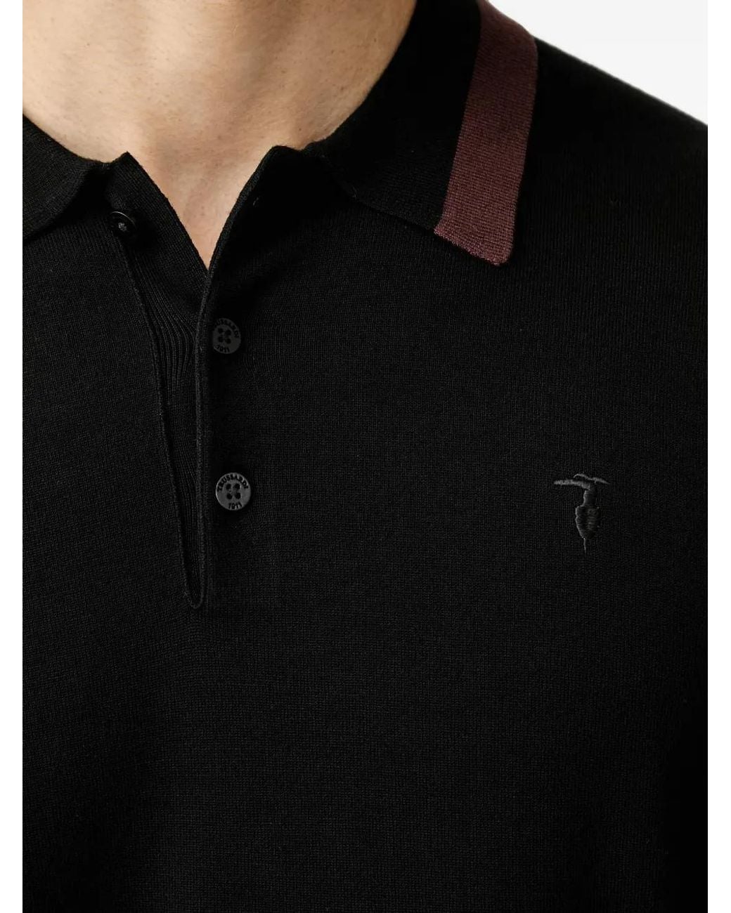 Trussardi Black Contrast-Collar Polo Shirt for men
