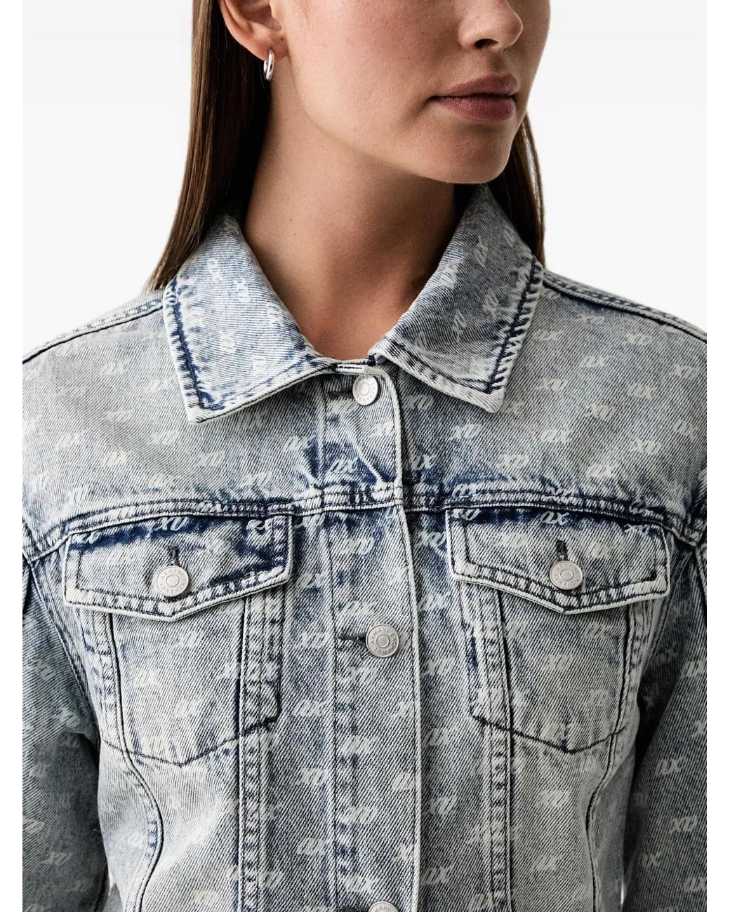 ARMANI EXCHANGE Gray Veste En Jean À Logo Imprimé