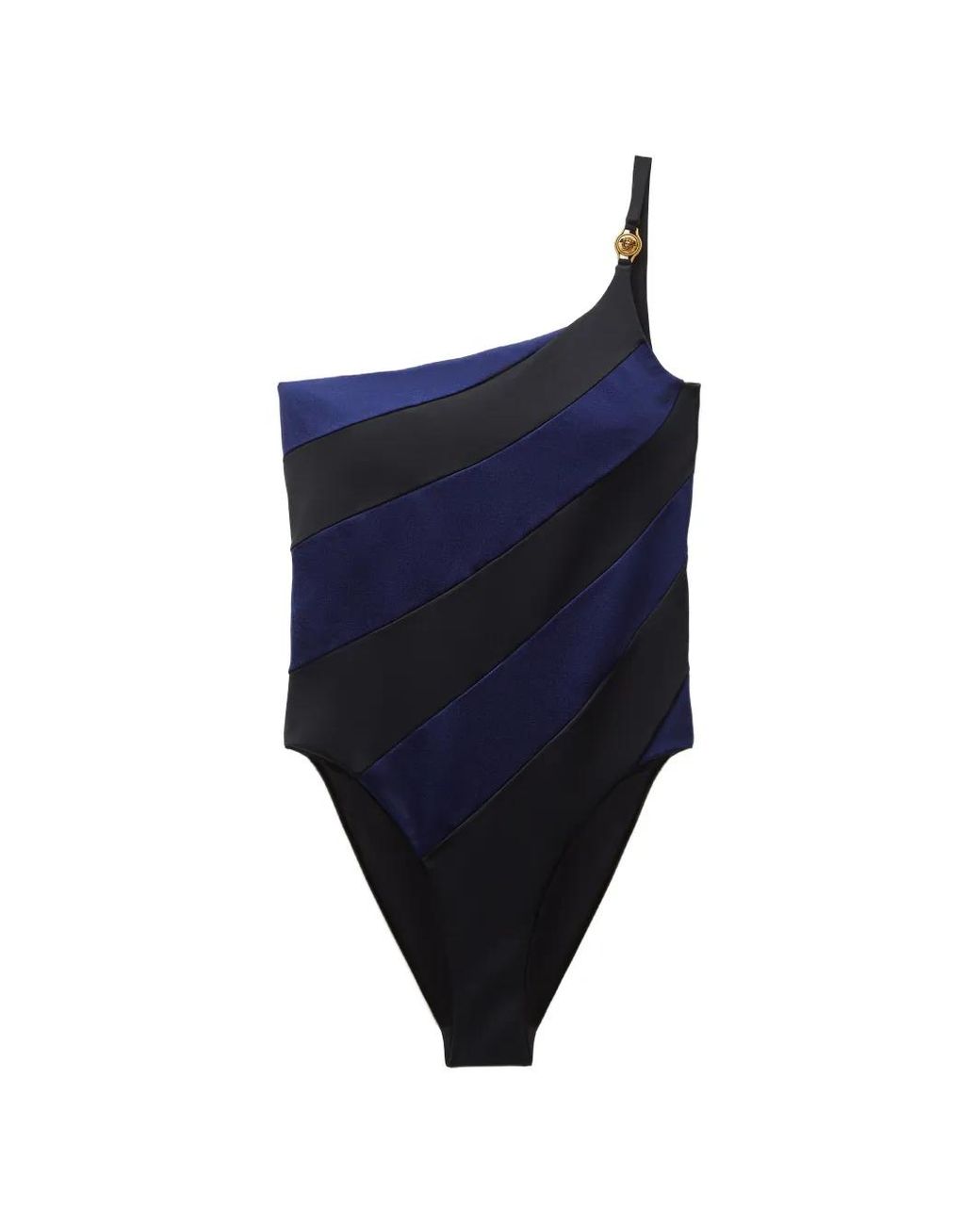 Versace Blue One-Shoulder Swimsuit