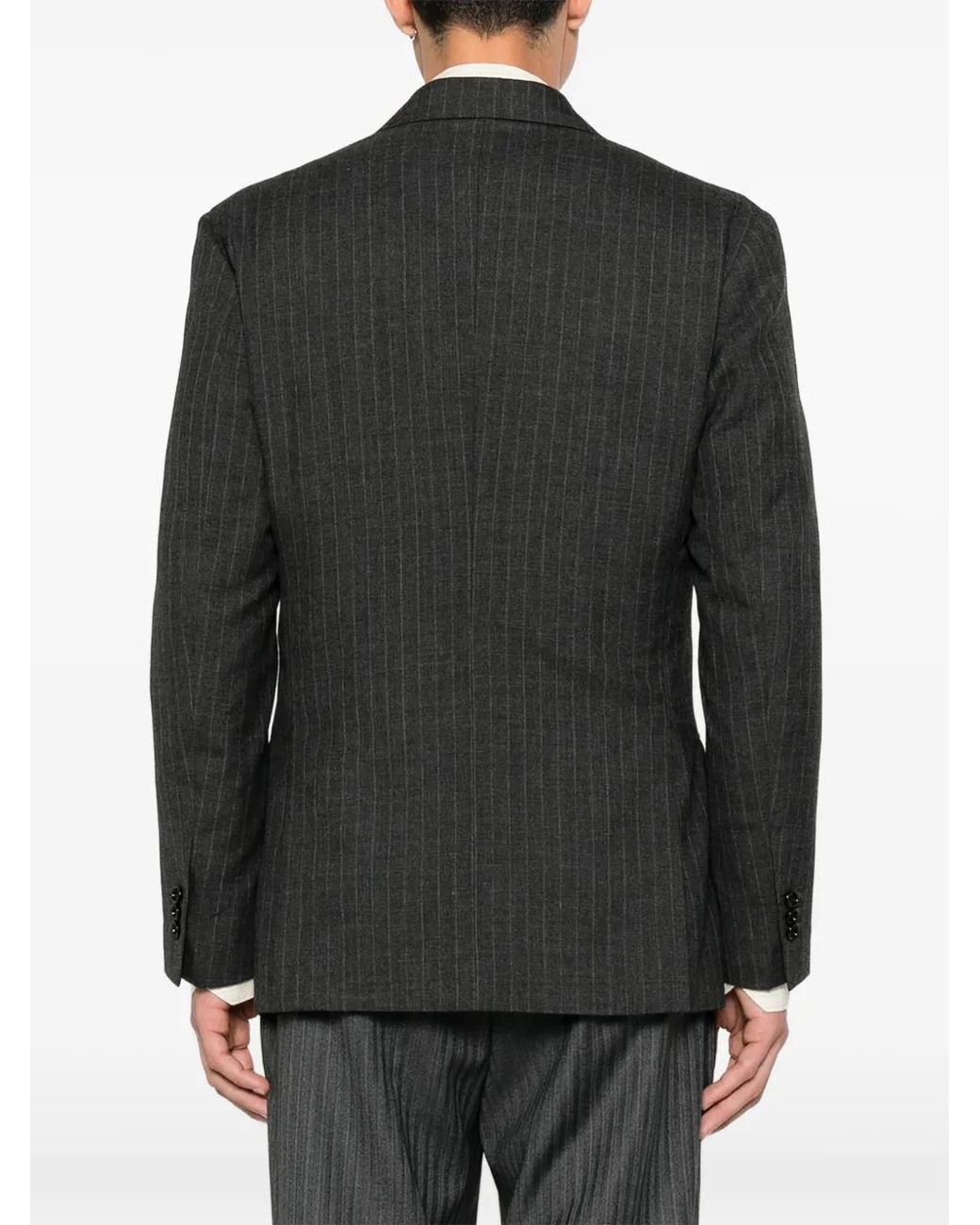 Lardini Black Pinstripe-Pattern Double-Breasted Blazer for men