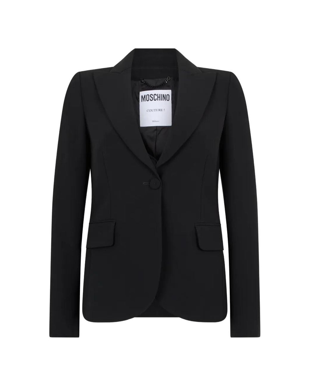 Moschino Black Blazer Boutonné À Revers Pointus