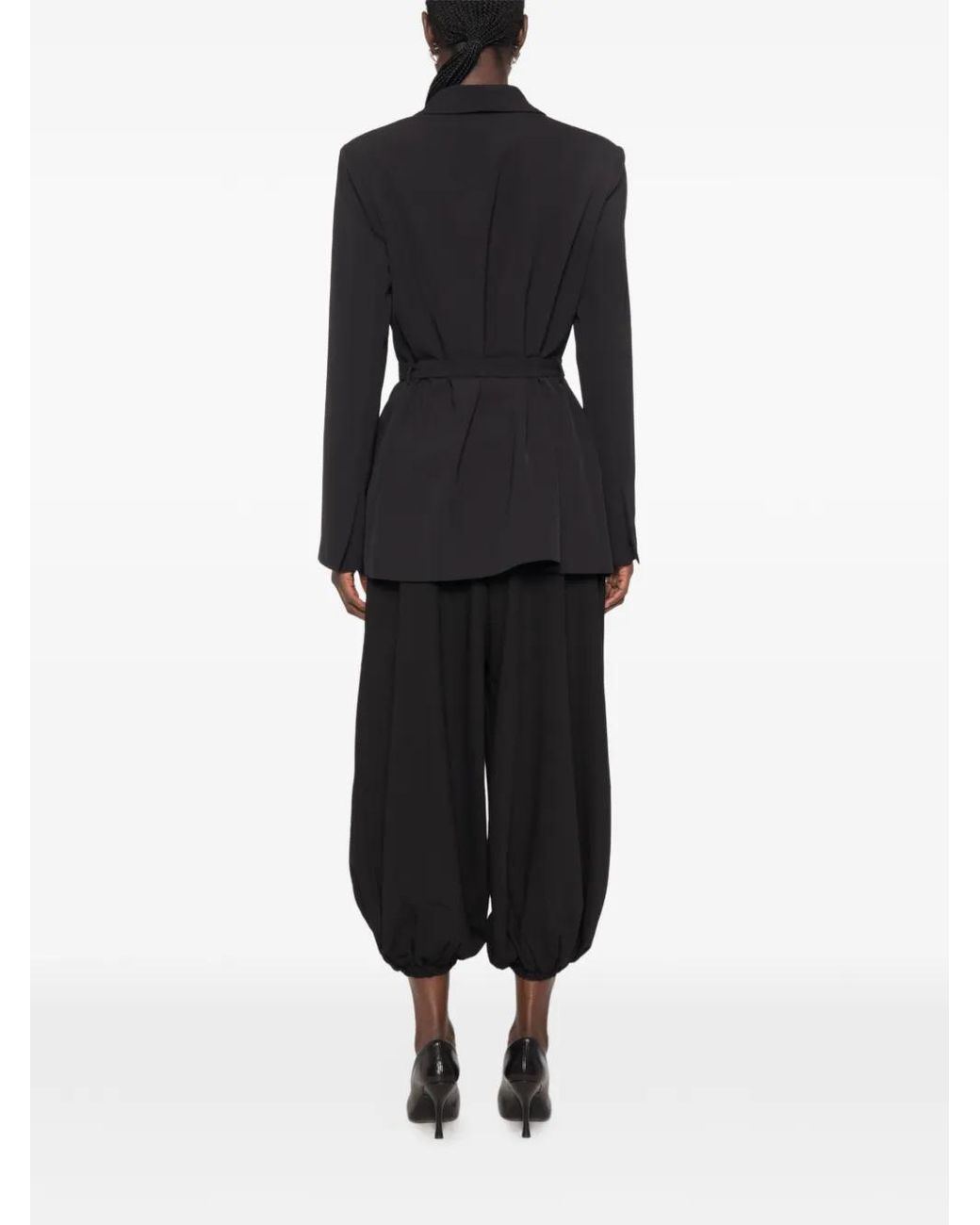 Imperial Black Belted Shawl-Lapel Jacket