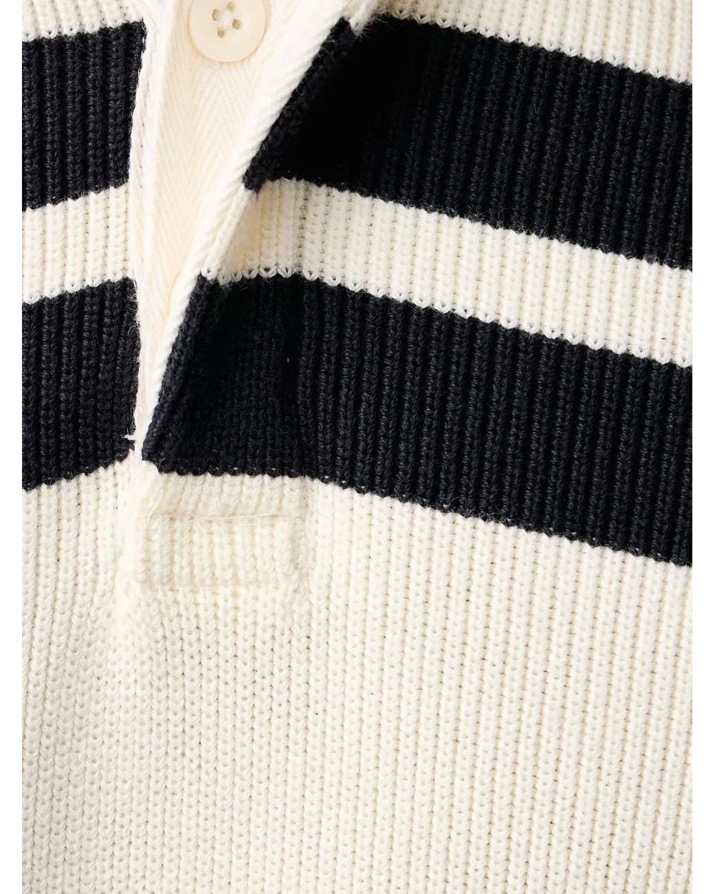 Lindbergh Blue Striped Ribbed-Knit Rugby Polo Shirt for men