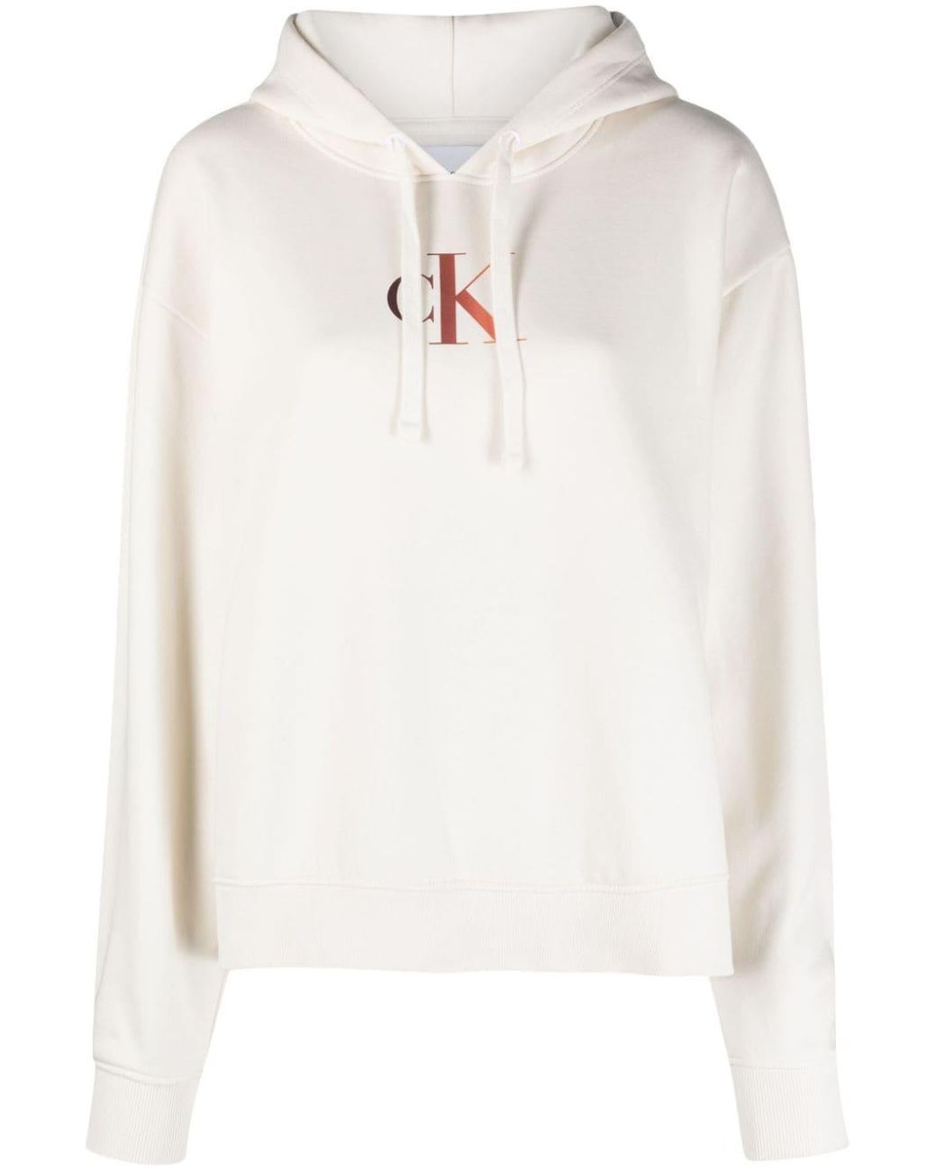 Calvin Klein Women's Plus Size Metallic Monogram Logo Hoodie - White