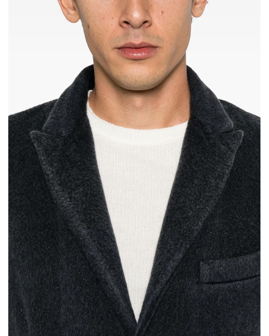 Avant Toi Black Peaked-Lapels Single-Breasted Jacket for men