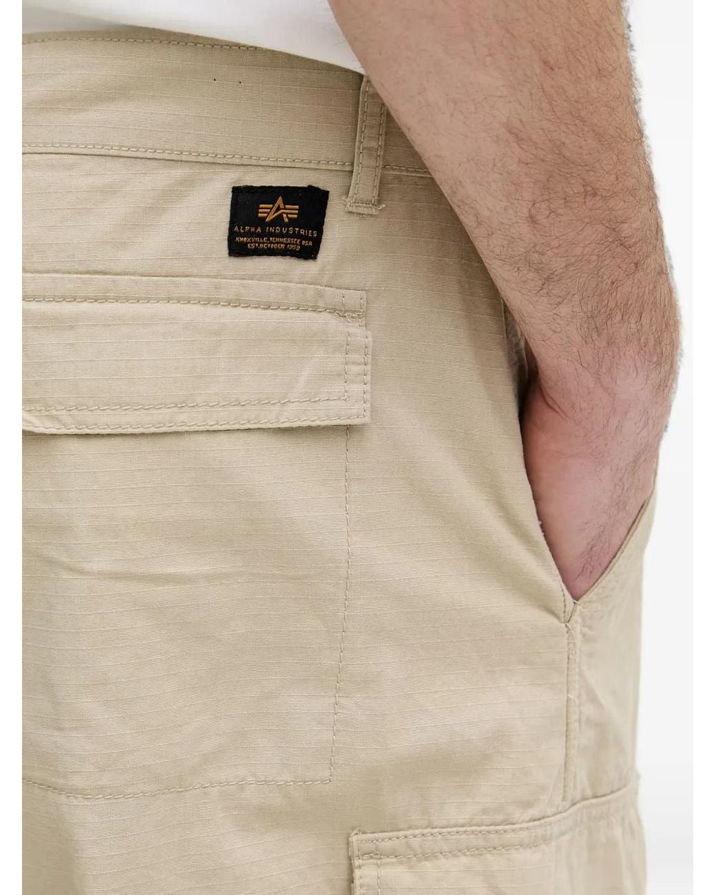 Alpha Industries Natural Drawstring-Hem Wide-Leg Trousers for men