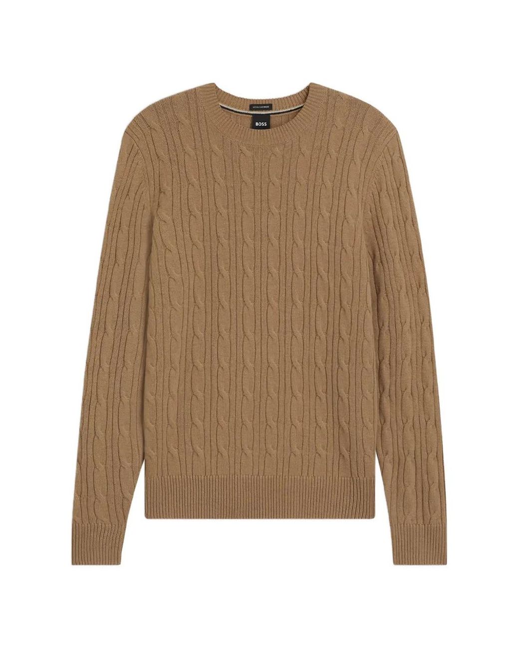 Boss Natural Cable-Knit Crew-Neck Sweater for men