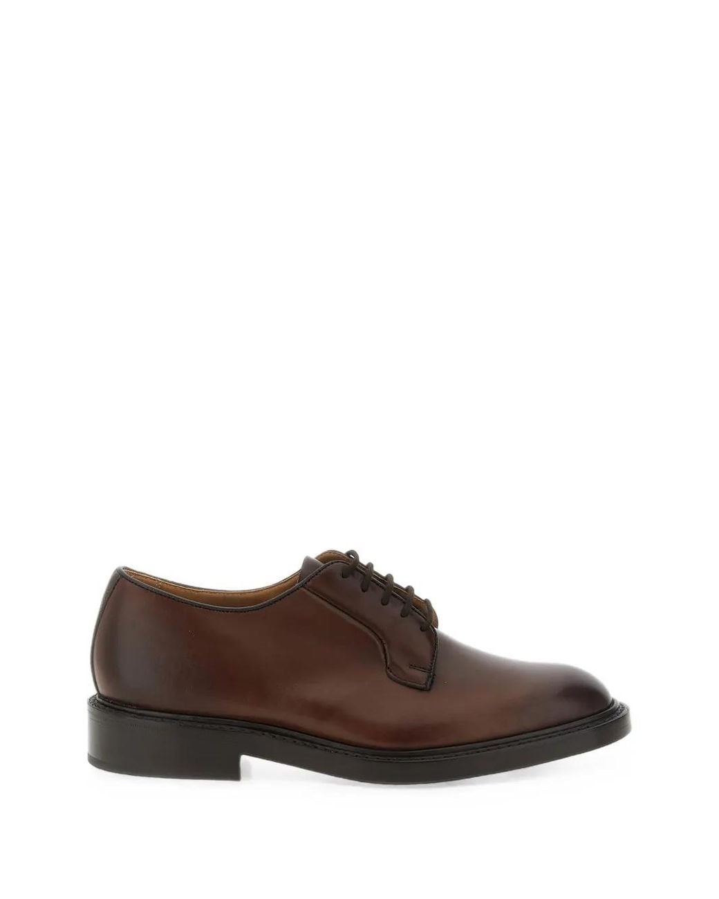 Tricker's Brown Robert Burnished-Leather Derby Shoes for men