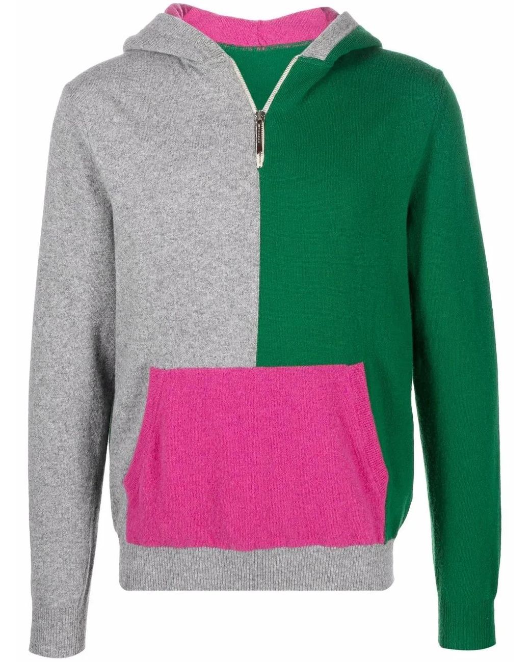 Mackintosh Green Colour-Block Knitted Hoodie for men