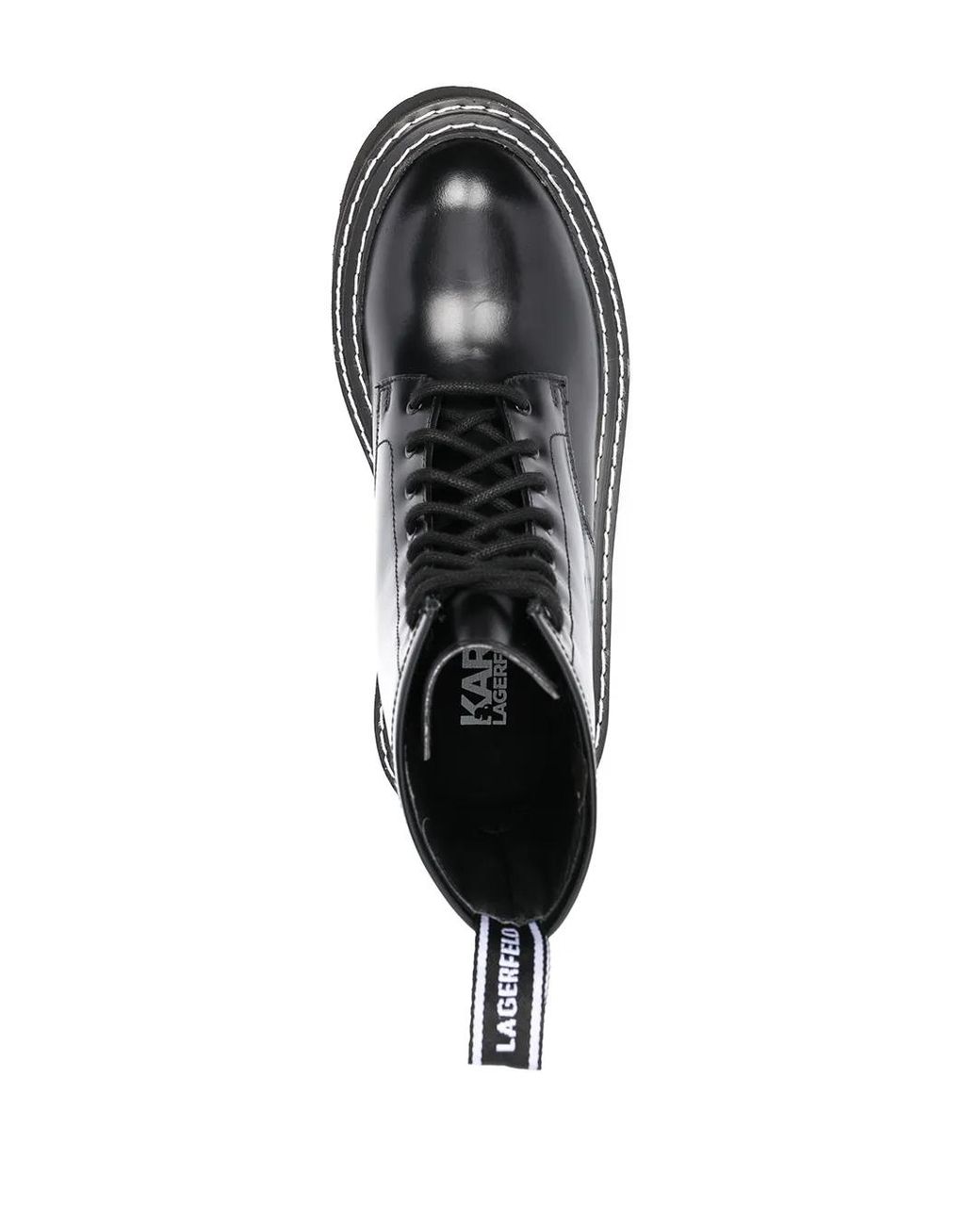 Karl Lagerfeld Black Troupe Brush-Logo Combat Boots