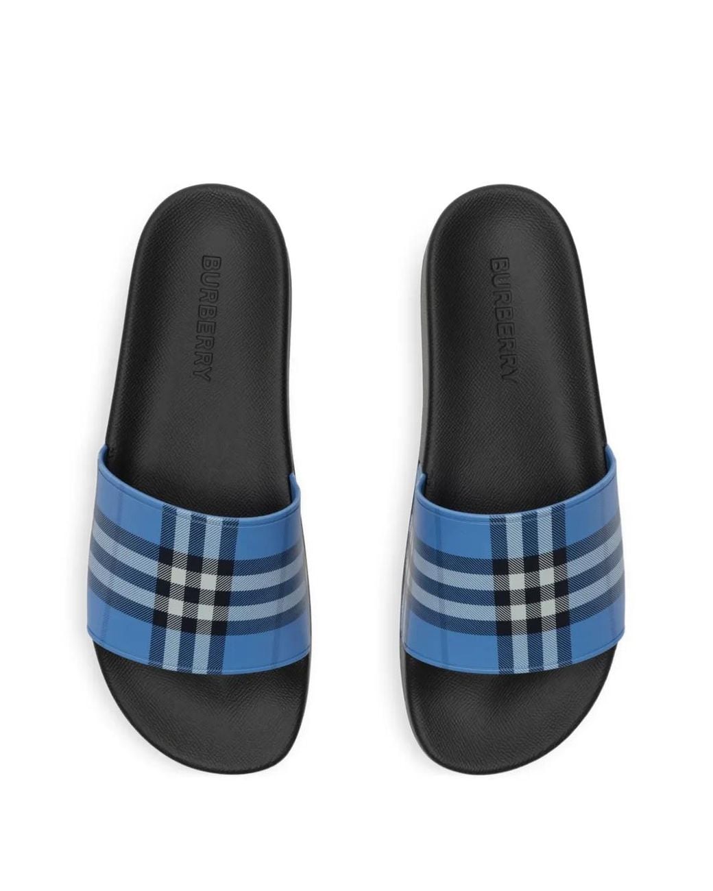 Burberry Blue Check Slides for men