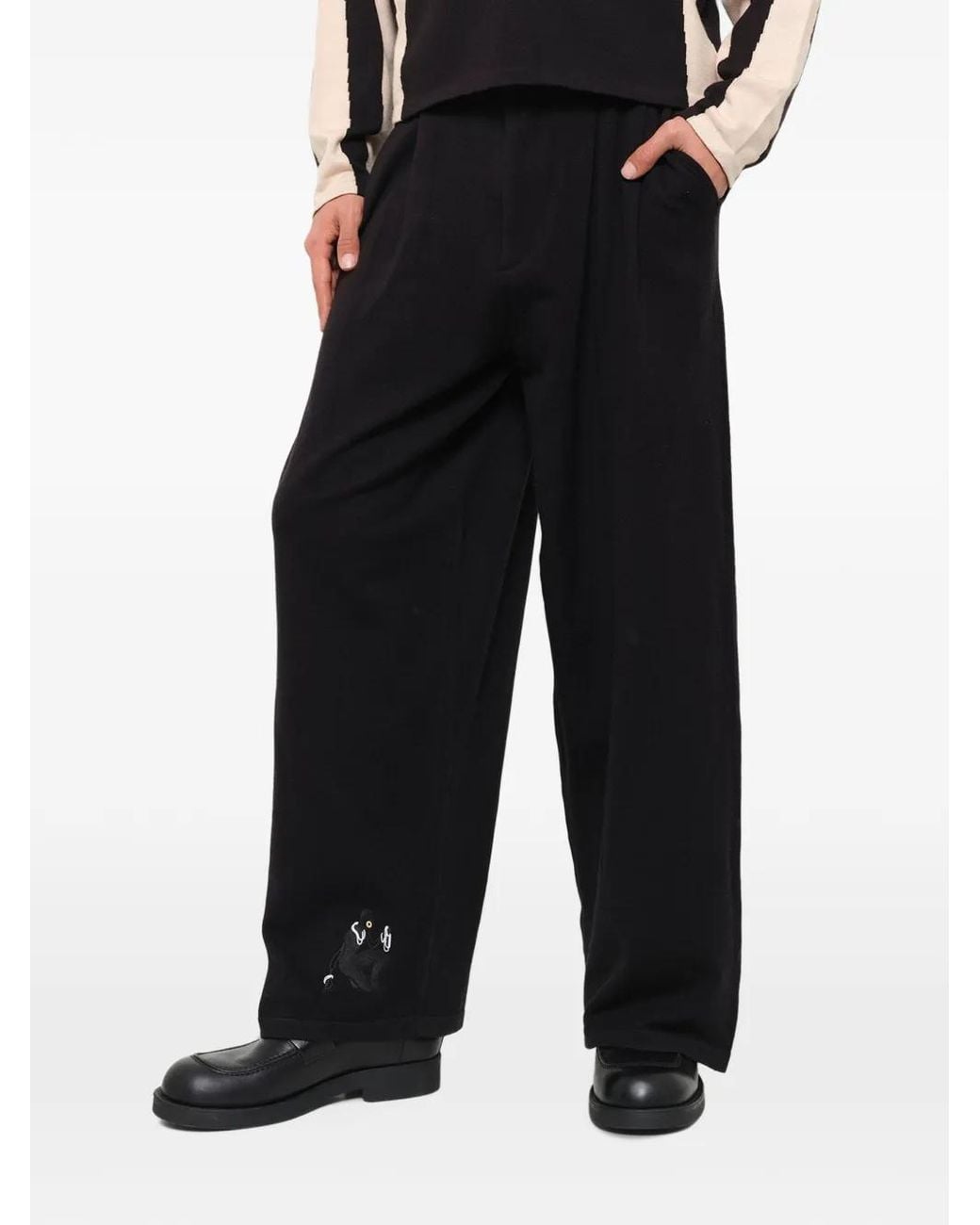 House of Errors Black Cat Burglar Knitted Trousers for men