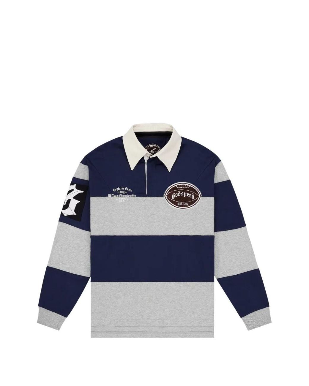 Godspeed Blue Striped Rugby Polo Shirt for men