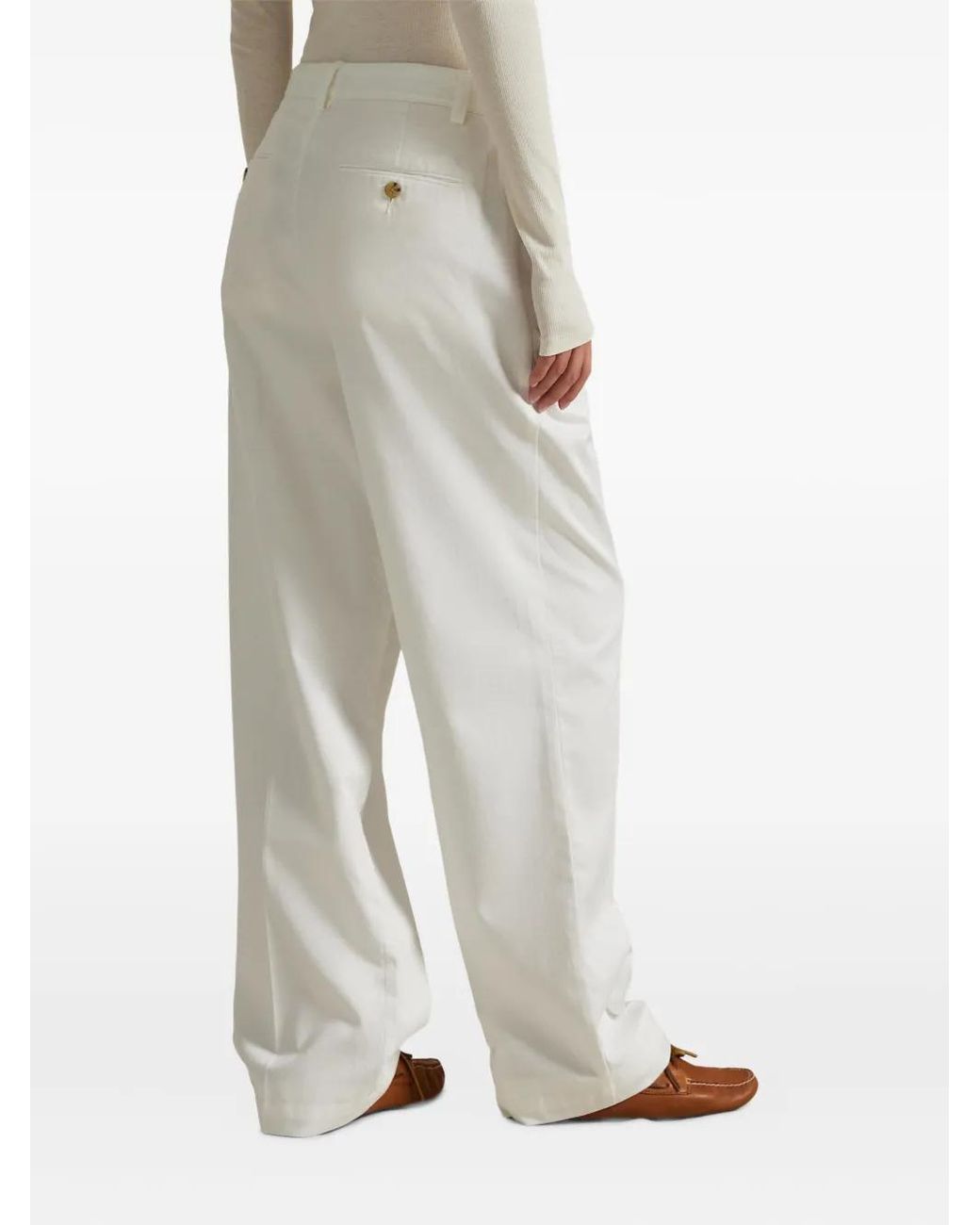 Polo Ralph Lauren White Pleated Trousers