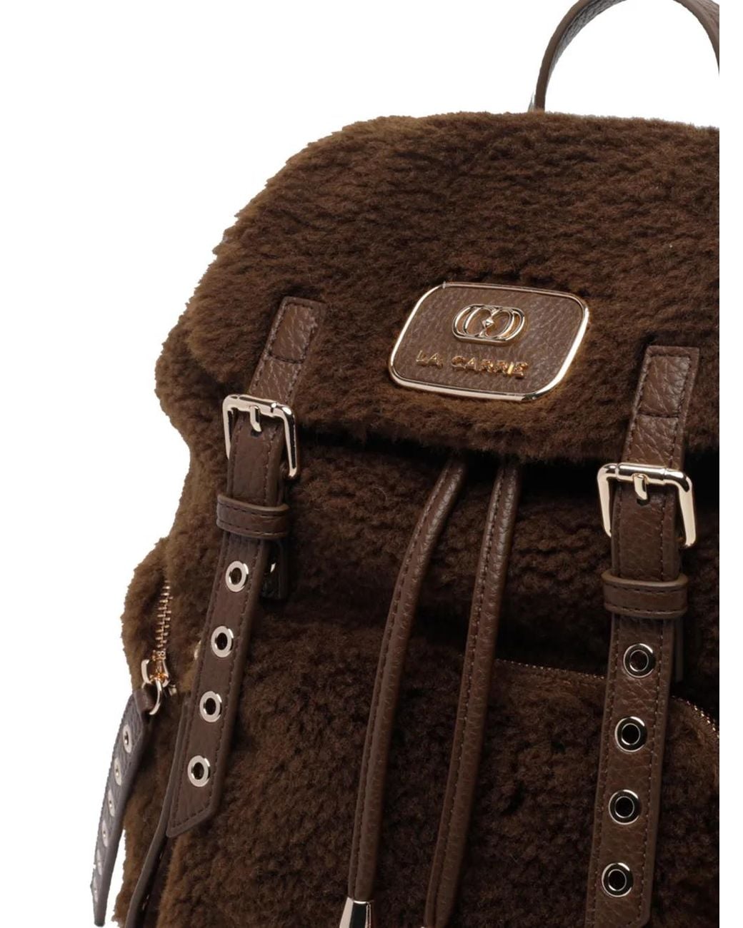 La Carrie Brown Sac À Dos À Logo En Tissu Teddy