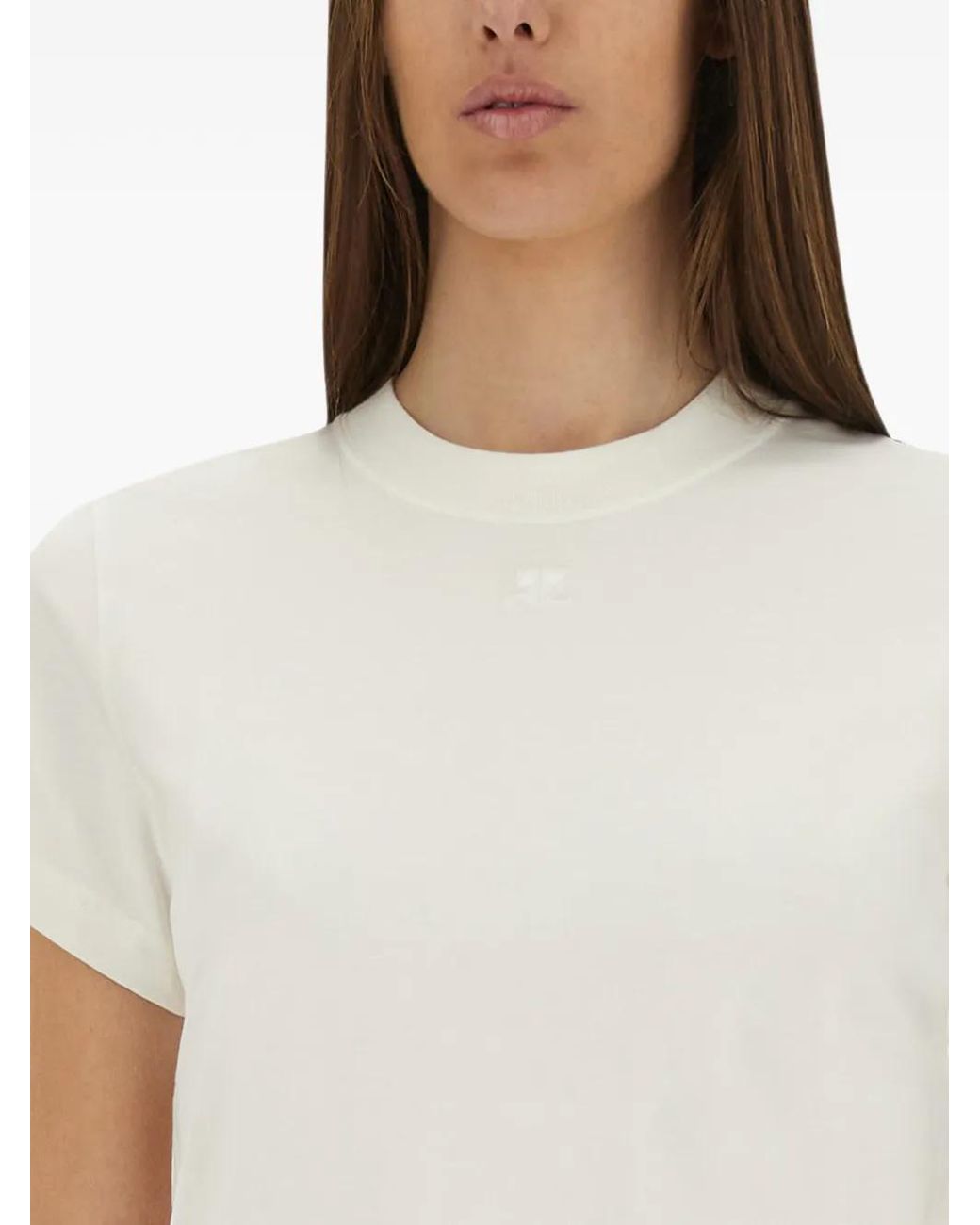 Courreges White Short-Sleeve Cotton T-Shirt With Crew Neckline