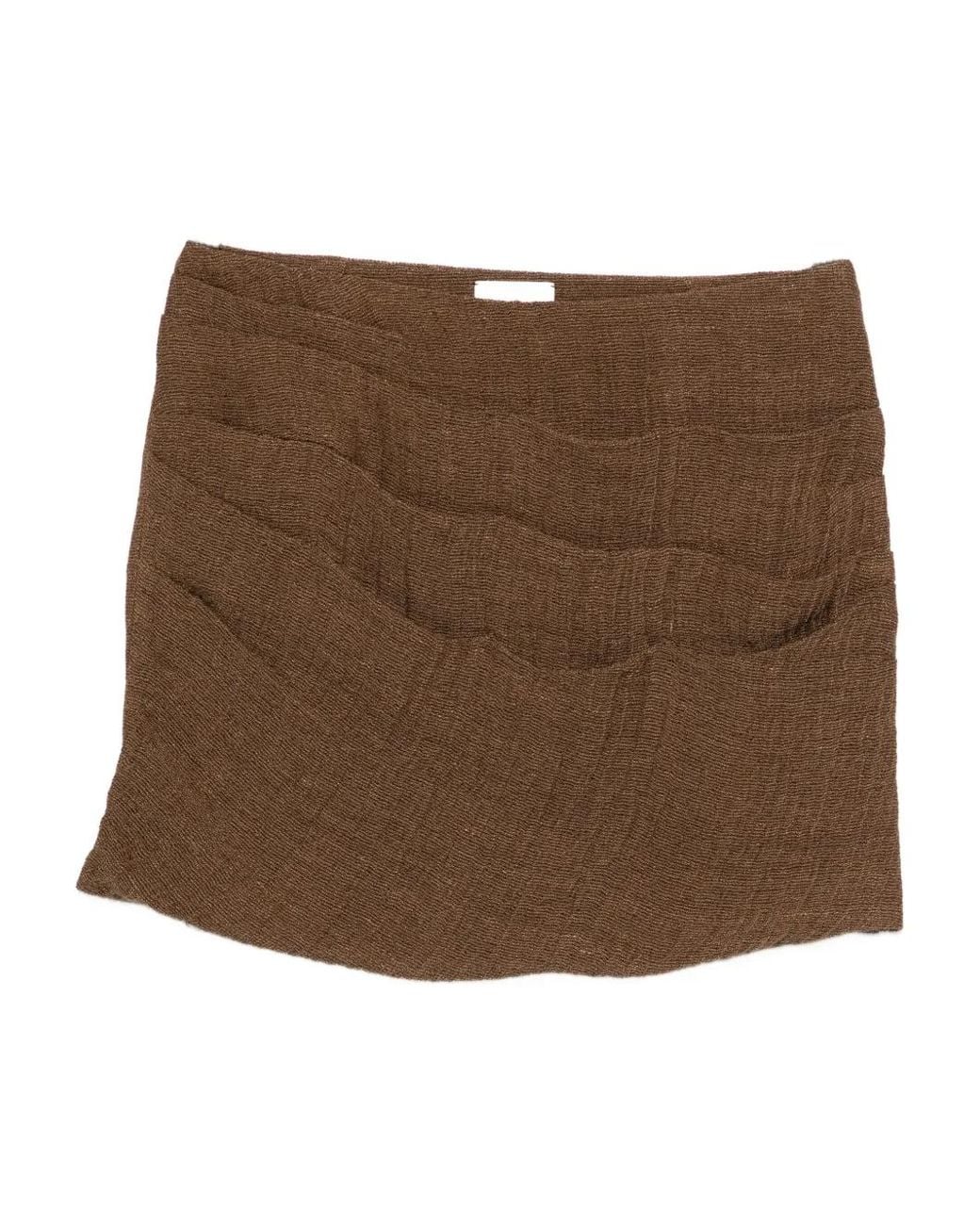 LeKasha Brown Pleated Linen Skirt