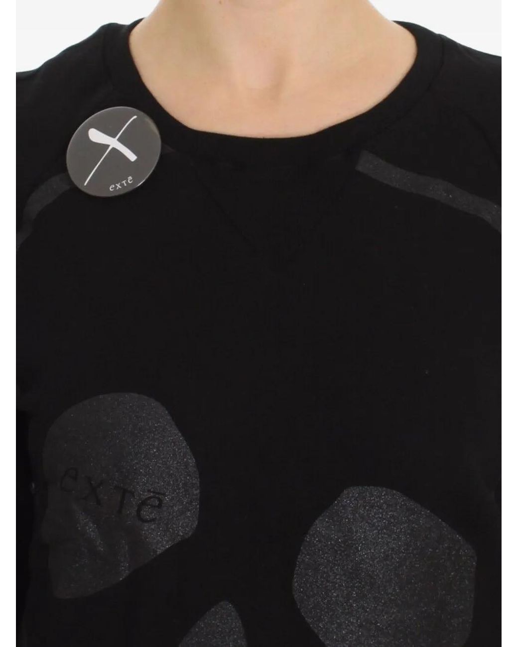 Exte Black Skull-Print Sweater