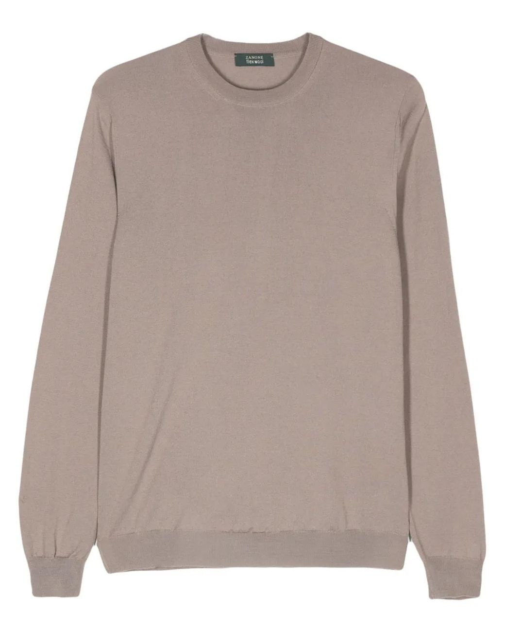 Zanone Brown Ribbed Sweater for men