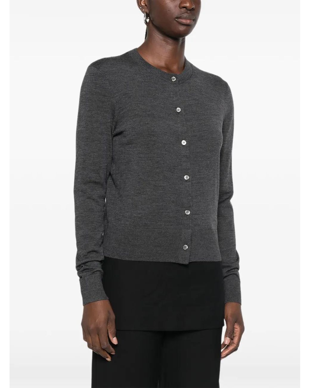 ELEH Black Button-Up Wool Cardigan