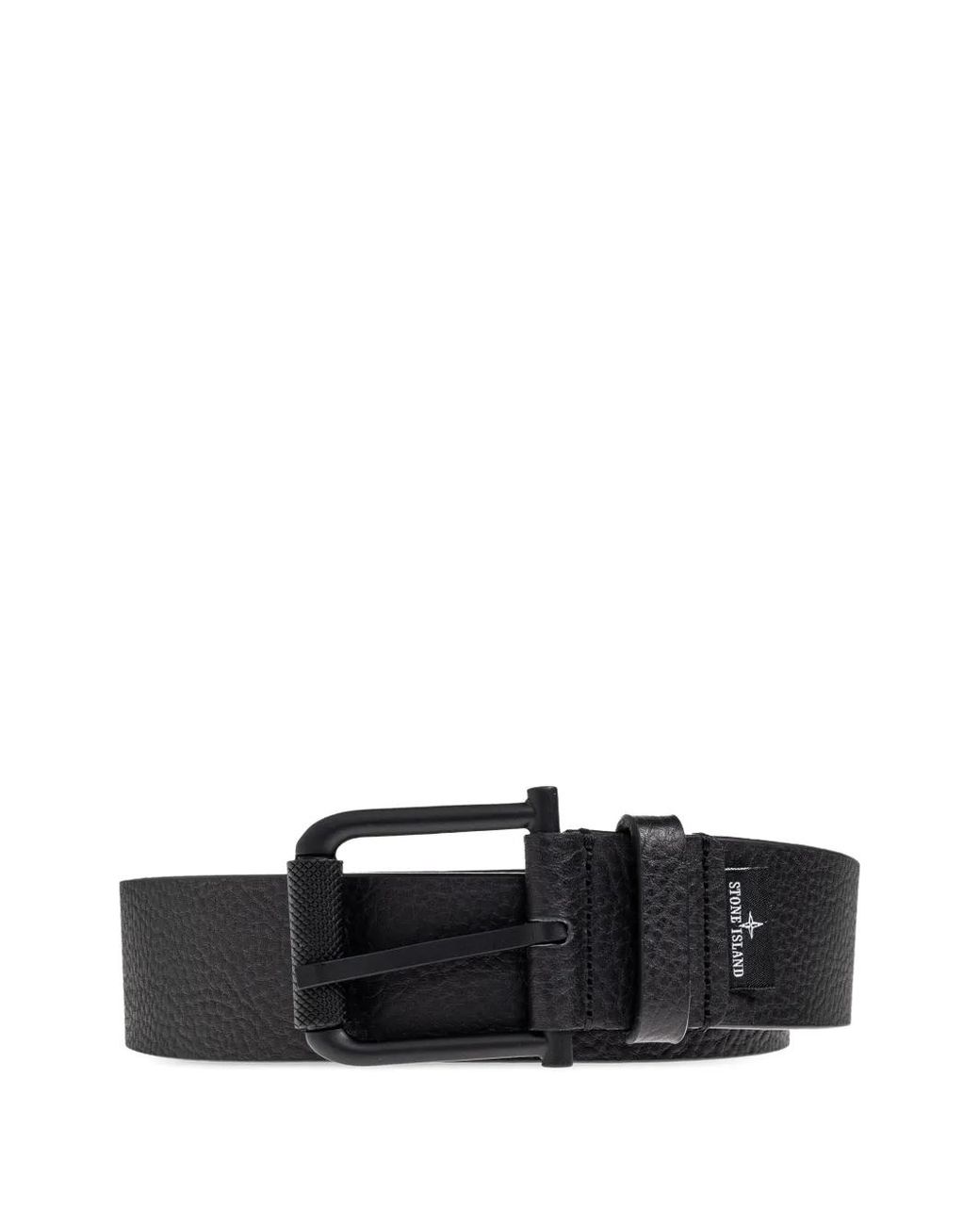 Stone Island White Debossed-Logo Leather Belt for men