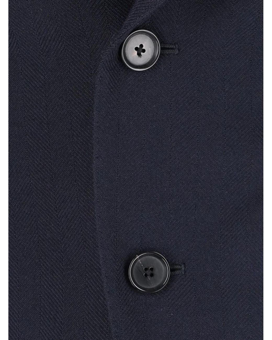 Caruso Blue Single-Breasted Blazer for men