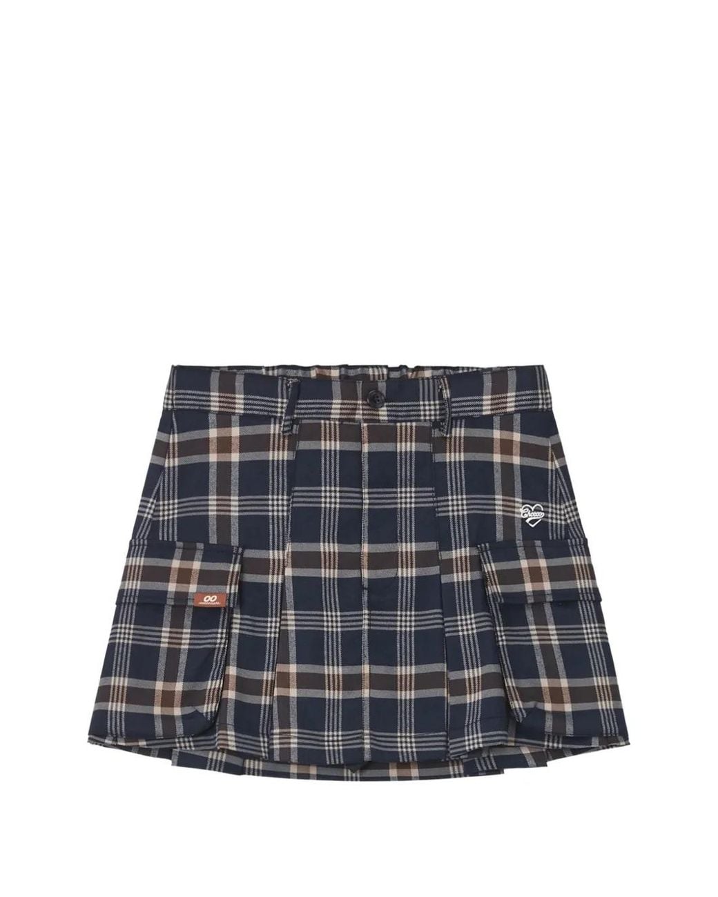 Chocoolate Blue Check-Pattern Cargo Mini Skirt