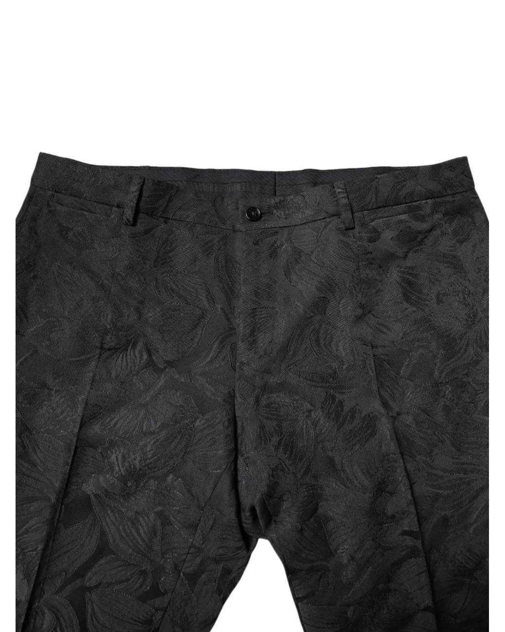 Dolce & Gabbana Black Floral-Jacquard Two-Piece Suit for men