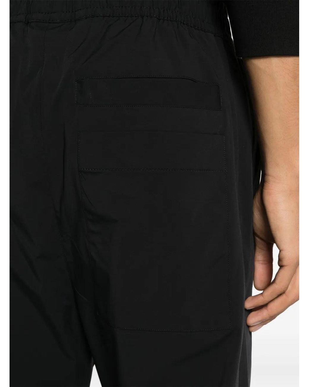 Thom Krom Black Elasticated-Waist Cropped Trousers for men