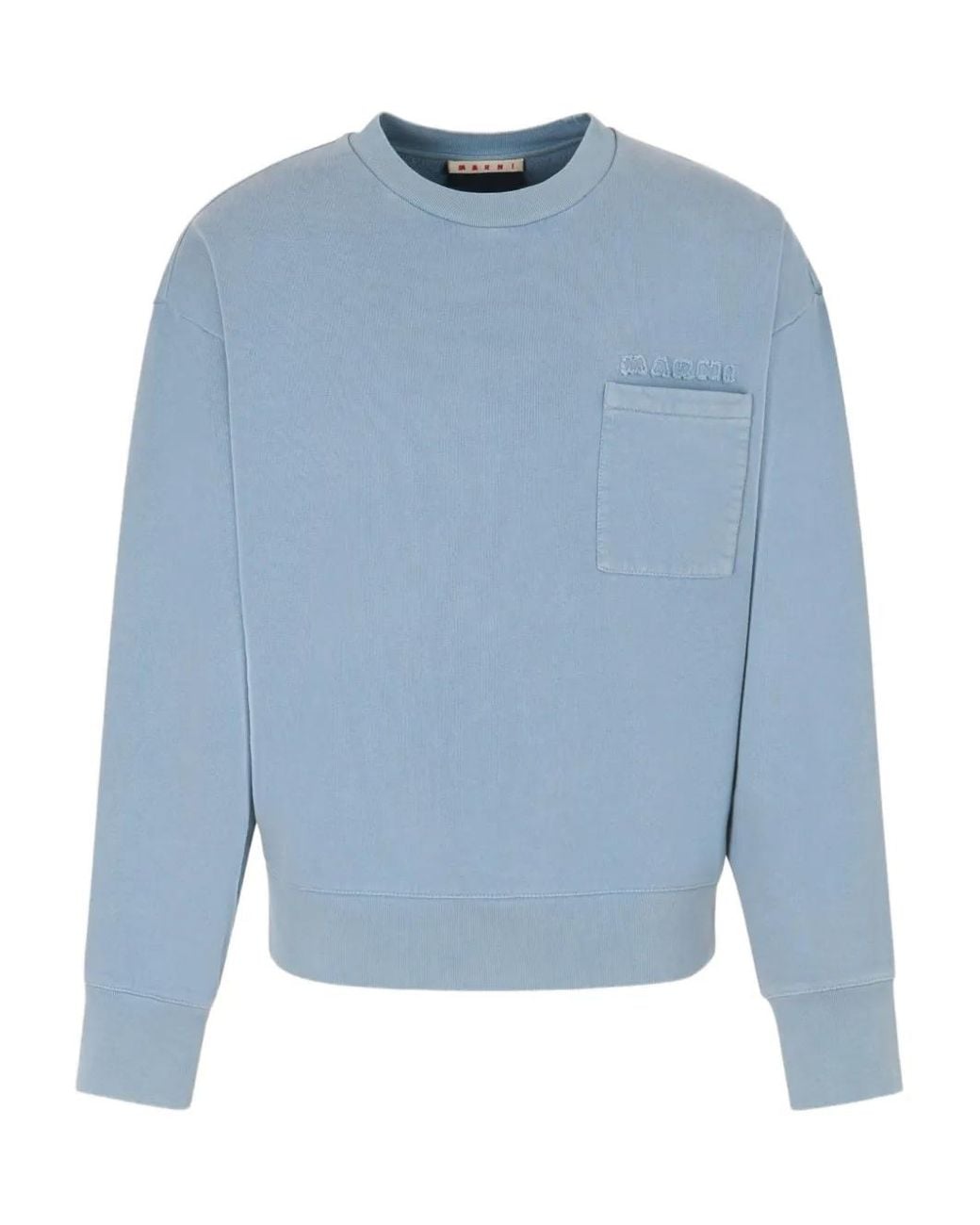 Marni Blue Cotton Sweatshirt With Patches for men