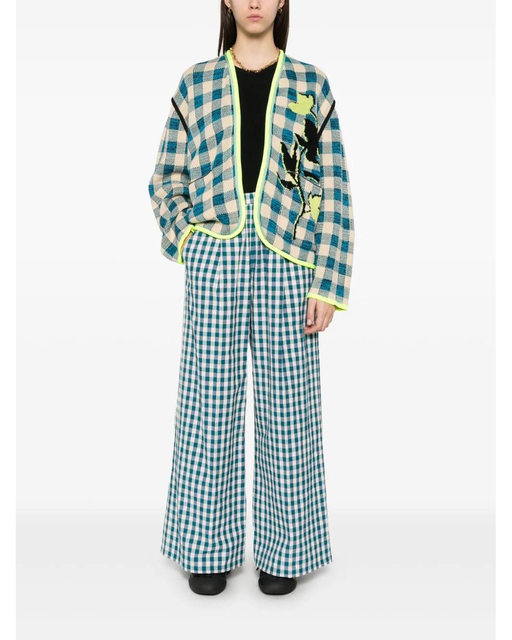 Forte_forte Blue Check-Pattern Trousers