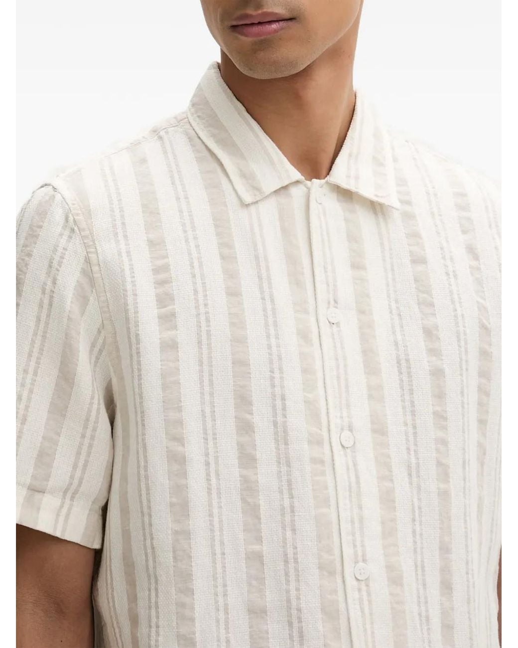 Marc O' Polo White Vertical-Stripe Short-Sleeved Shirt for men