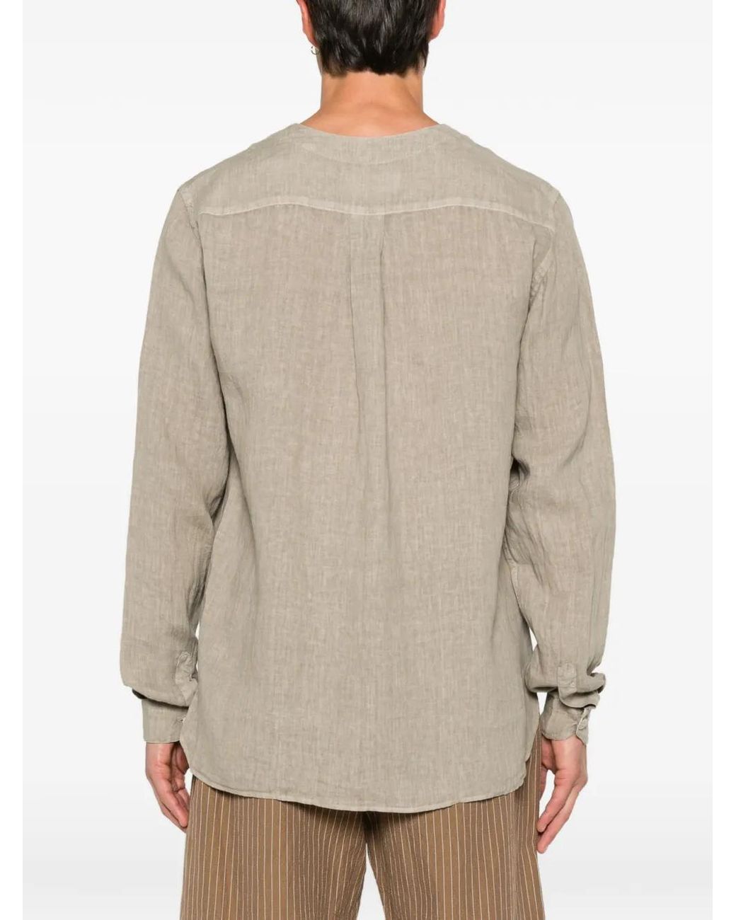 INLINUM Natural Collarless Long-Sleeve Shirt for men