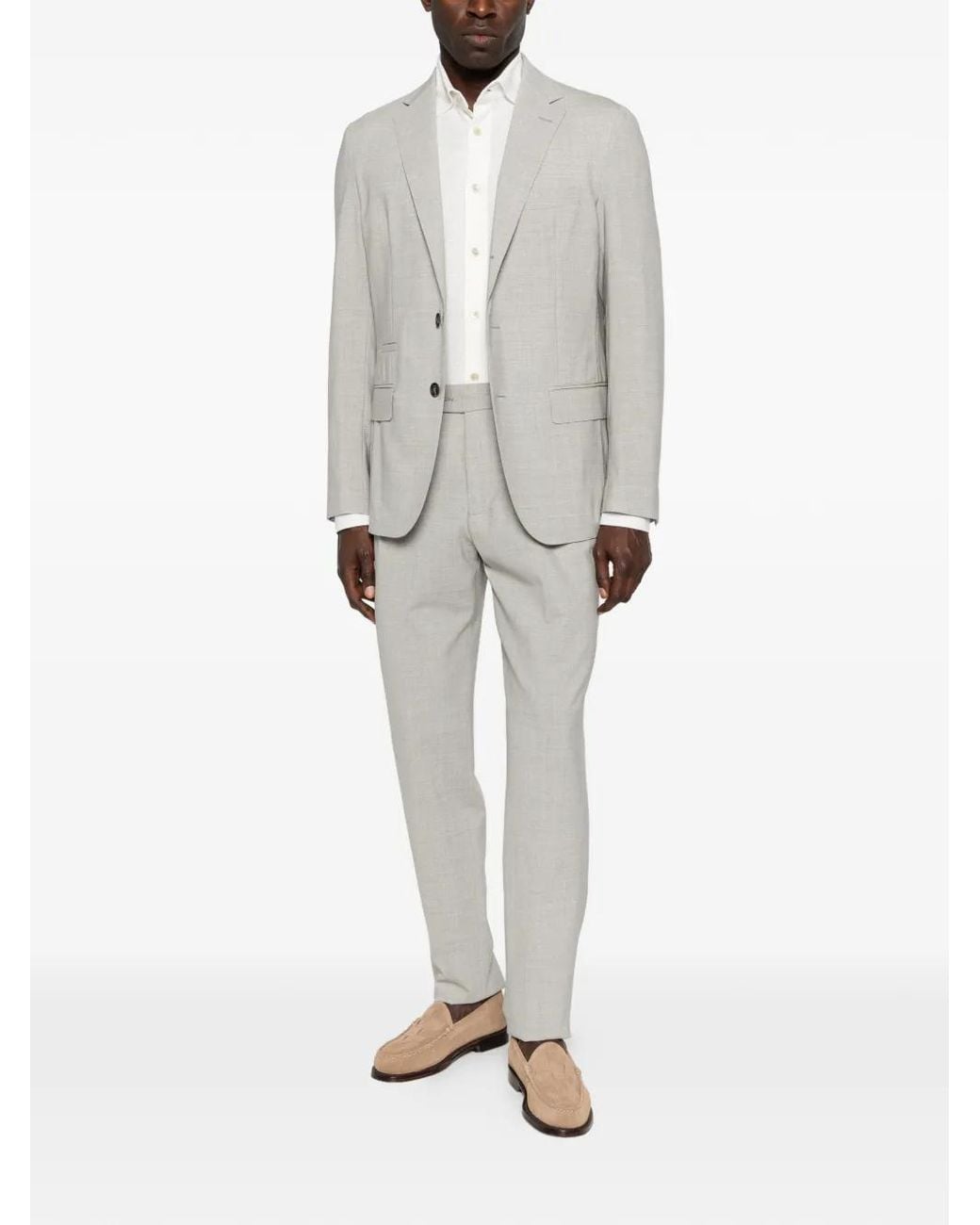 Eleventy White Button Suit for men