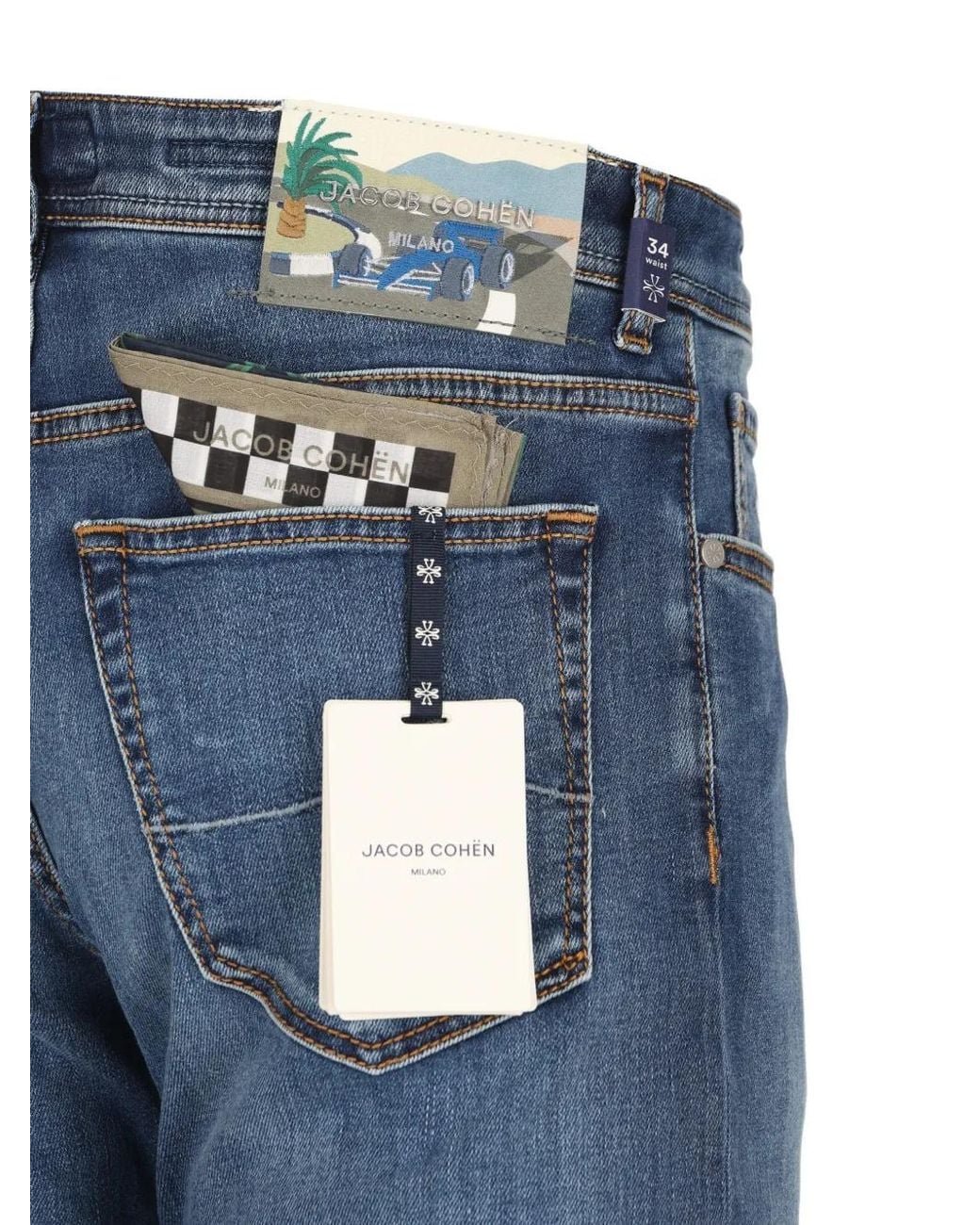 Jacob Cohen Blue Logo-Patch Regular Jeans for men