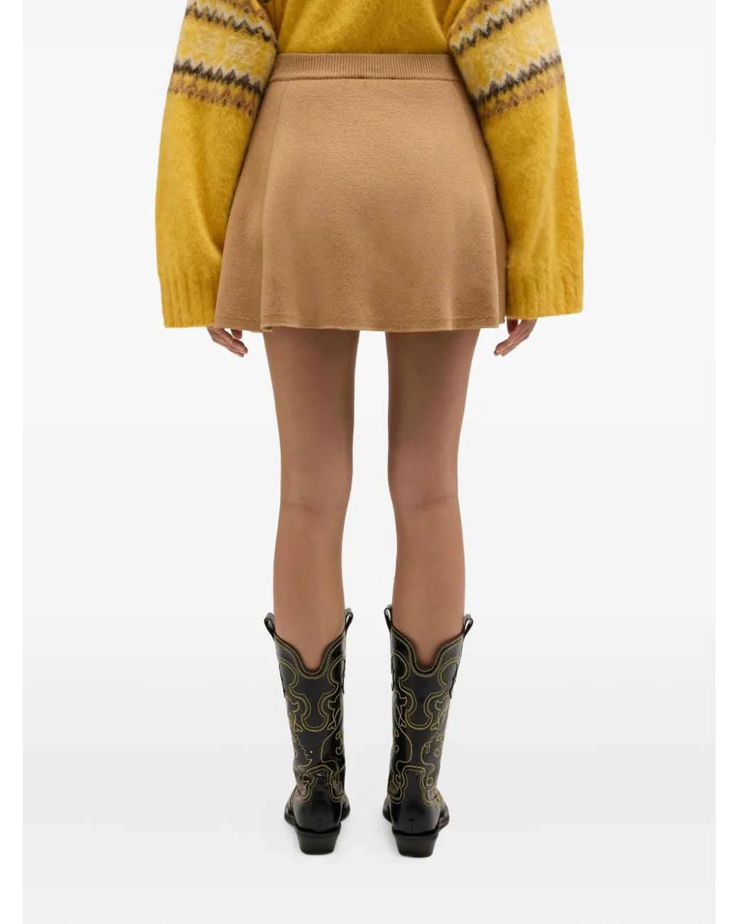 Ganni Natural Cashmere Wool Mini Skirt